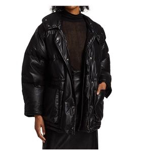 LVIR Hooded Leather Puffer Coat Size M